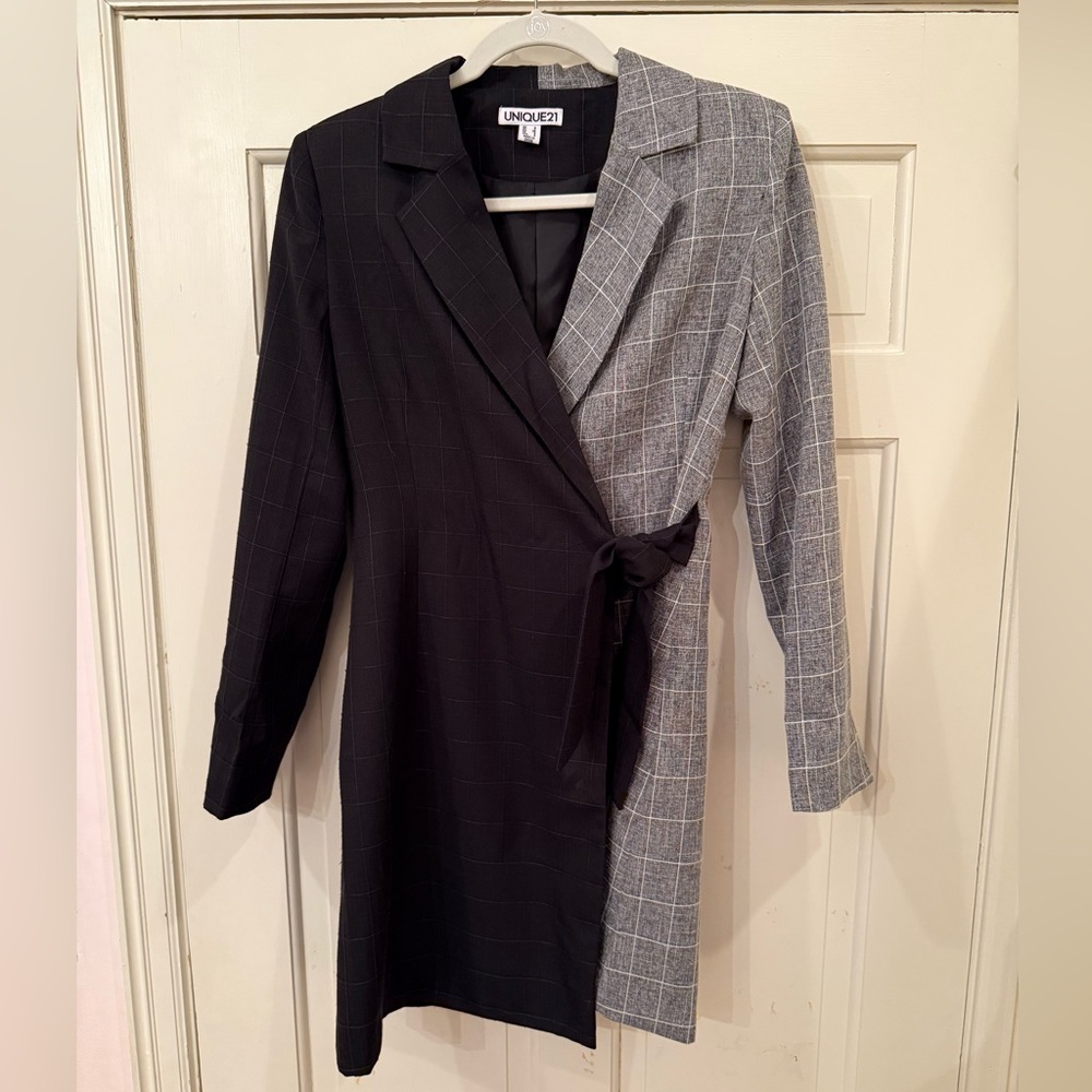 Unique 21 Black and Gray Blazer Dress